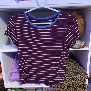 Maroon striped t shirt